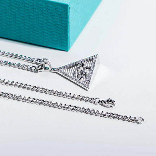 Silver Horus Eye Pyramid Pendant-ToShay.org