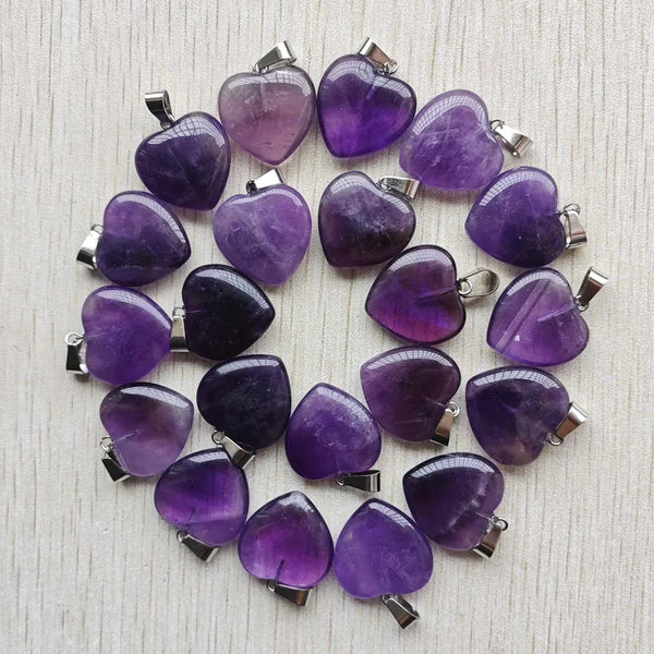 Purple Amethyst Heart Pendants-ToShay.org