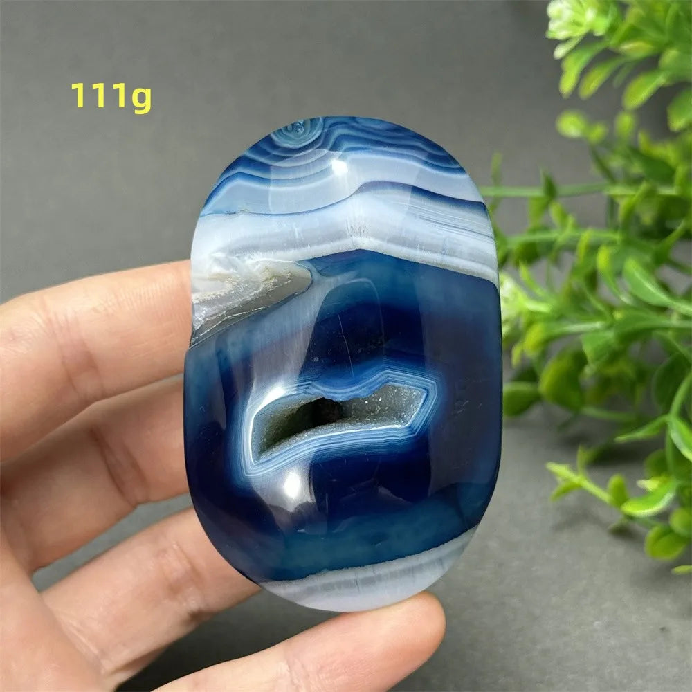 Blue Agate Palm Stone-ToShay.org