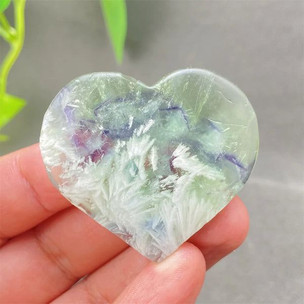 Green Feather Fluorite Heart-ToShay.org