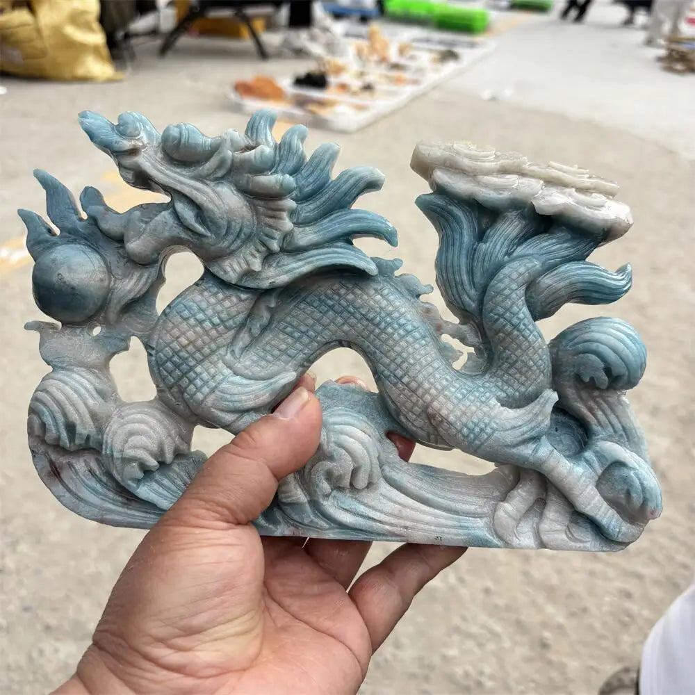 Blue Amazonite Jade Dragon-ToShay.org