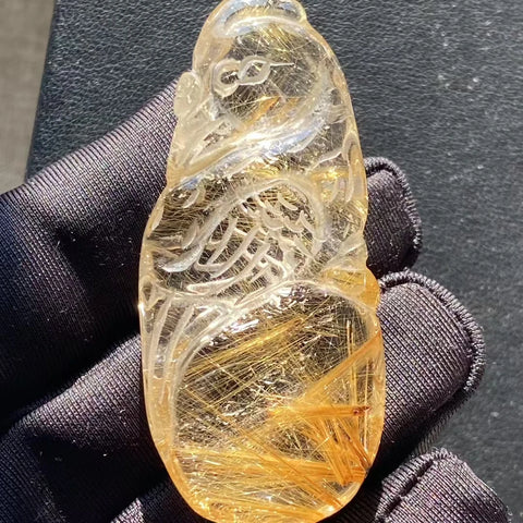 Gold Rutilated Quartz Pendant-ToShay.org