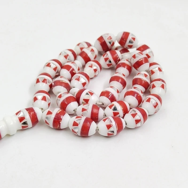 Red White Bone Tasbih-ToShay.org