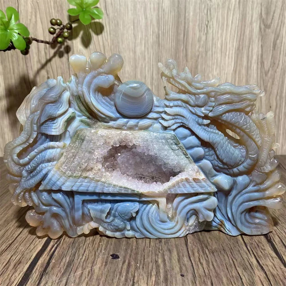 Blue Agate Amethyst Dragon-ToShay.org