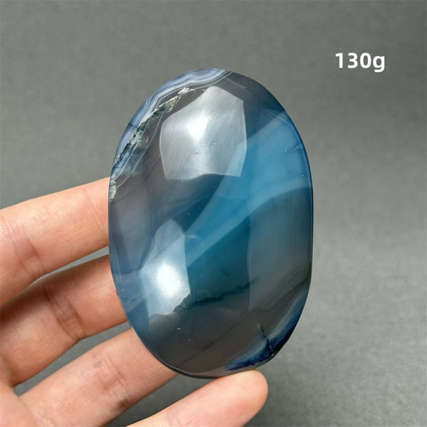 Blue Agate Palm Stone-ToShay.org
