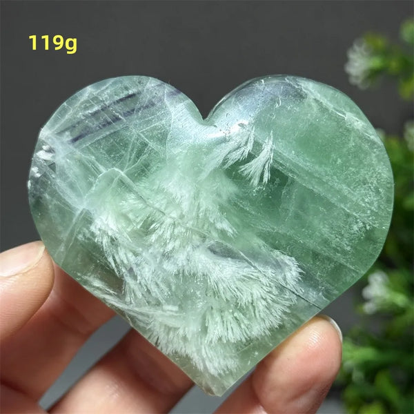Green Feather Fluorite Heart-ToShay.org