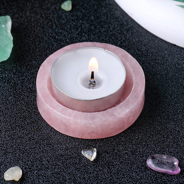 Pink Rose Quartz Candle Holder-ToShay.org