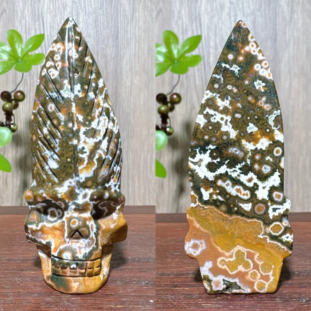 Green Ocean Jasper Skull-ToShay.org