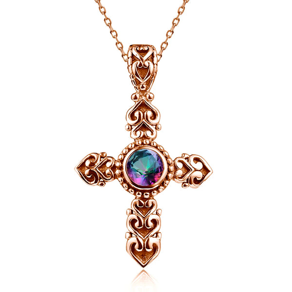 Mixed Gemstone Cross Pendants-ToShay.org