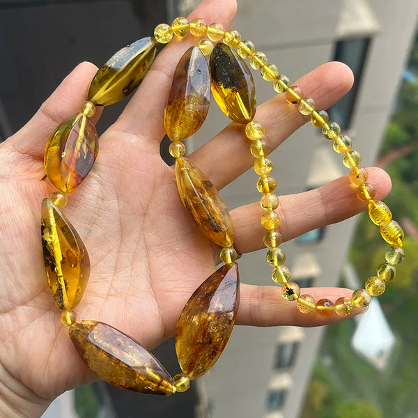 Yellow Amber Bead Necklace-ToShay.org