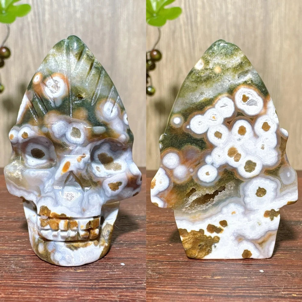 Green Ocean Jasper Skull-ToShay.org