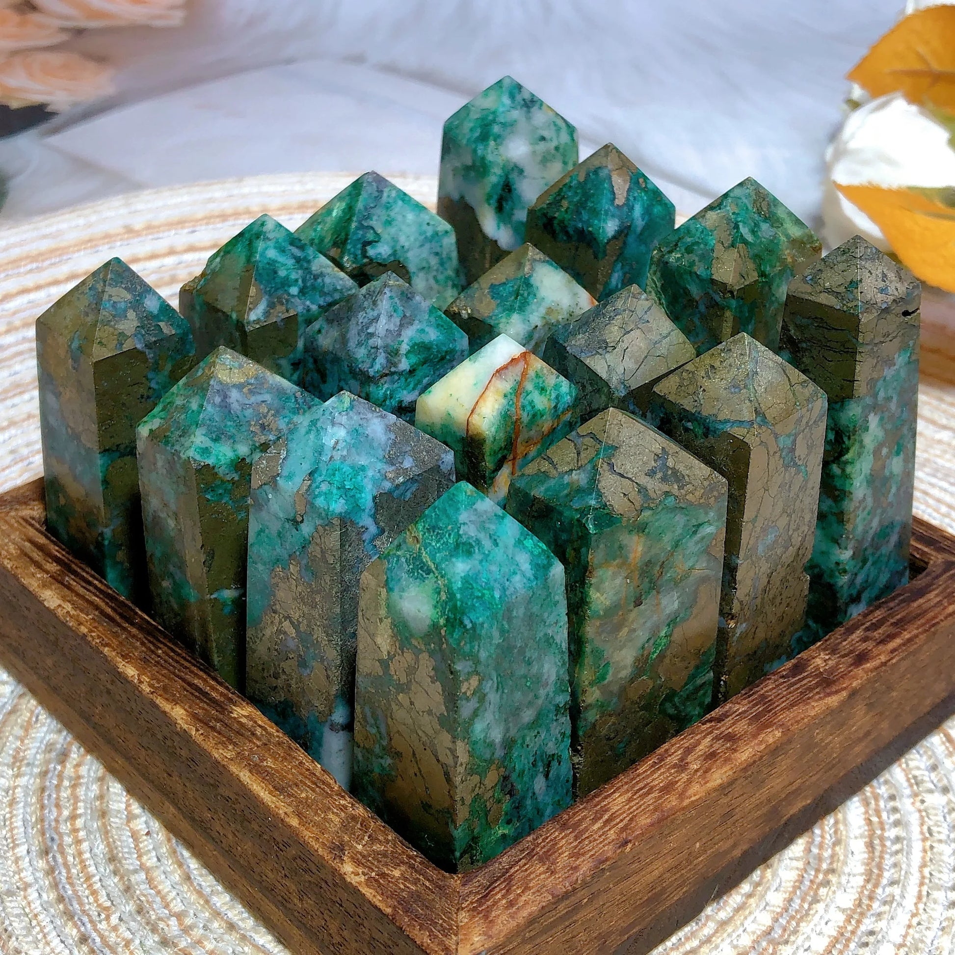 Blue Dioptase Pyrite Tower-ToShay.org