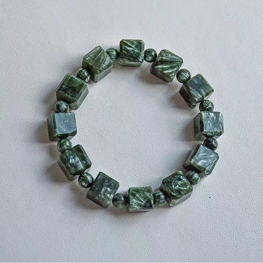 Green Seraphinite Cube Bracelet-ToShay.org