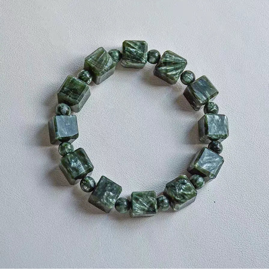 Green Seraphinite Cube Bracelet-ToShay.org