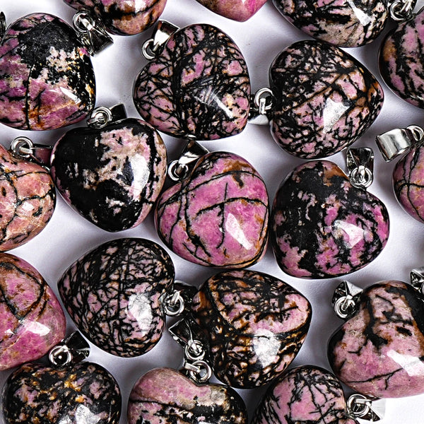 Pink Rhodonite Heart Pendant-ToShay.org