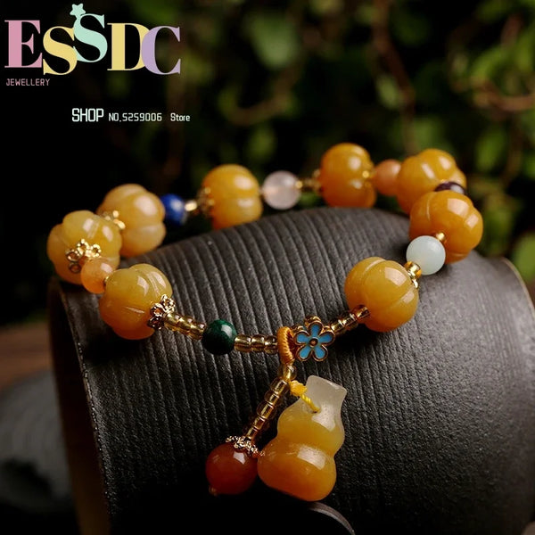 Gold Jade Pumpkin Bead-ToShay.org