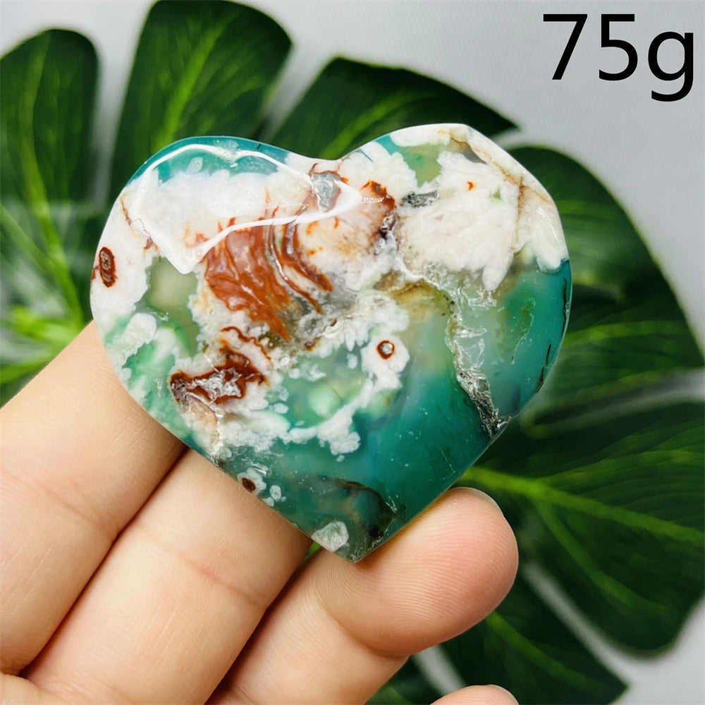 Green Flower Agate Heart-ToShay.org