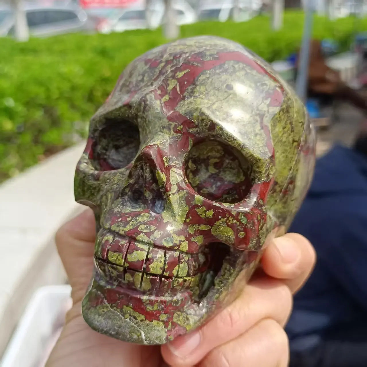 Green Dragon Blood Stone Skull-ToShay.org