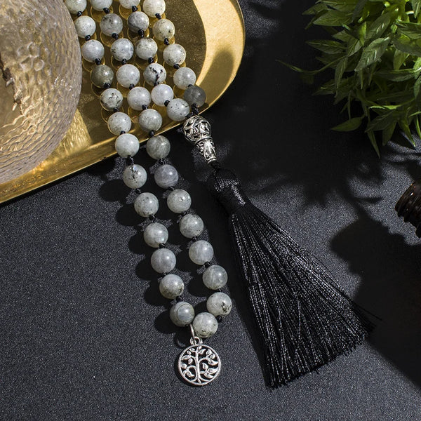 White Labradorite Mala Beads-ToShay.org