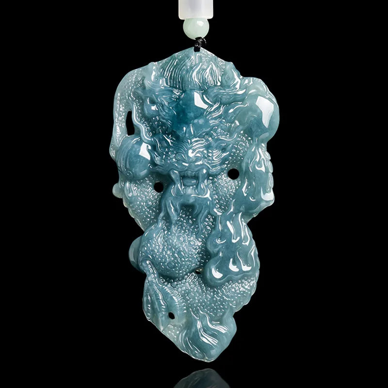 Blue Jadeite Dragon Pendant-ToShay.org