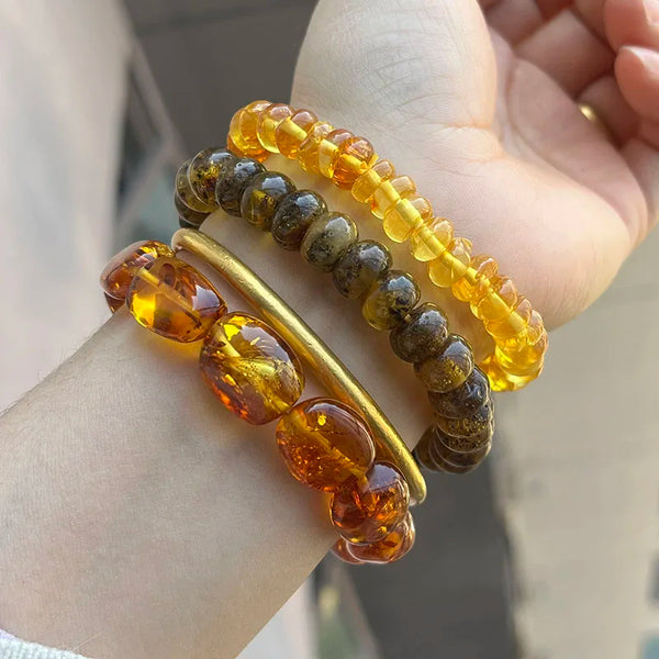 Yellow Amber Bead Bracelets-ToShay.org