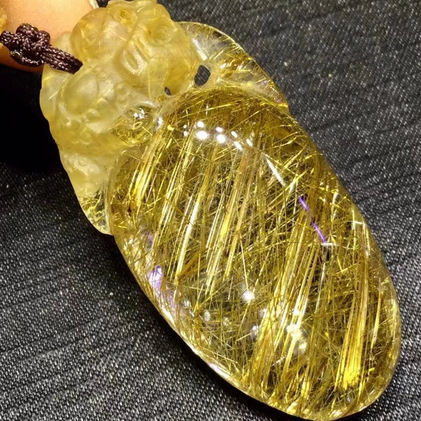 Gold Rutilated Quartz Pendant-ToShay.org