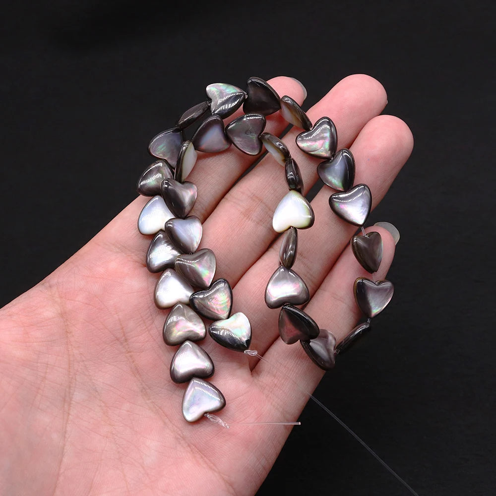 Black Pearl Shell Heart Beads-ToShay.org