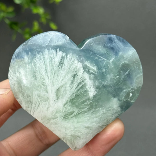 Green Feather Fluorite Heart-ToShay.org