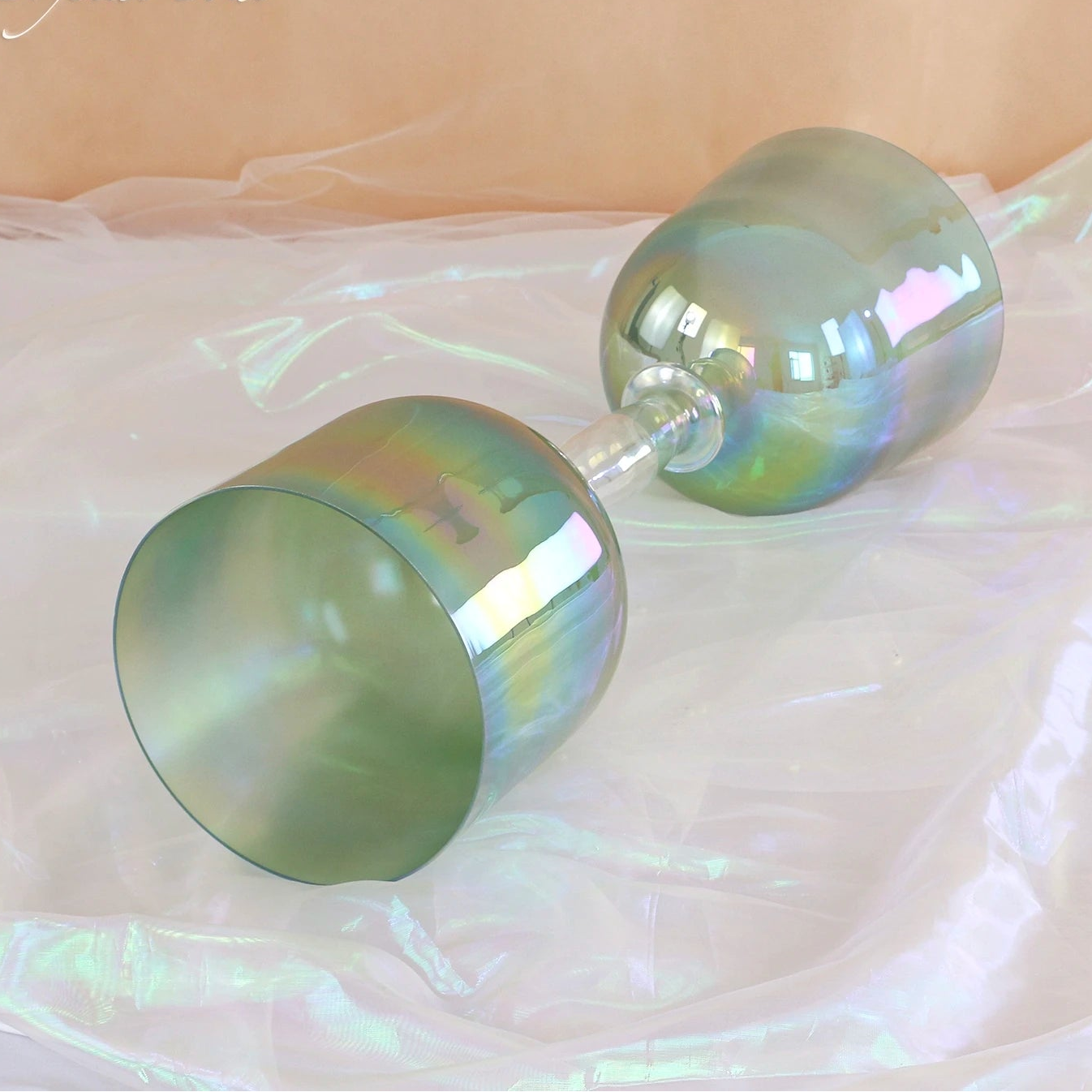 Green Crystal Double Singing Bowl-ToShay.org