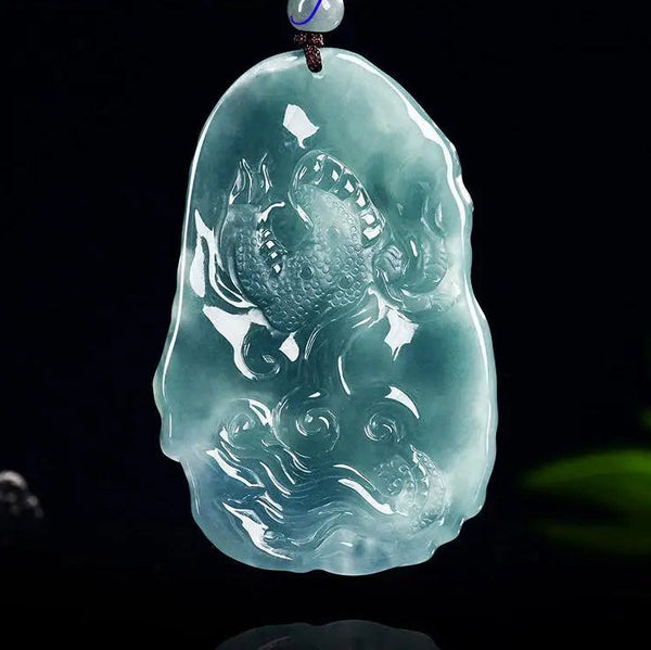 Blue Jadeite Dragon Pendant-ToShay.org