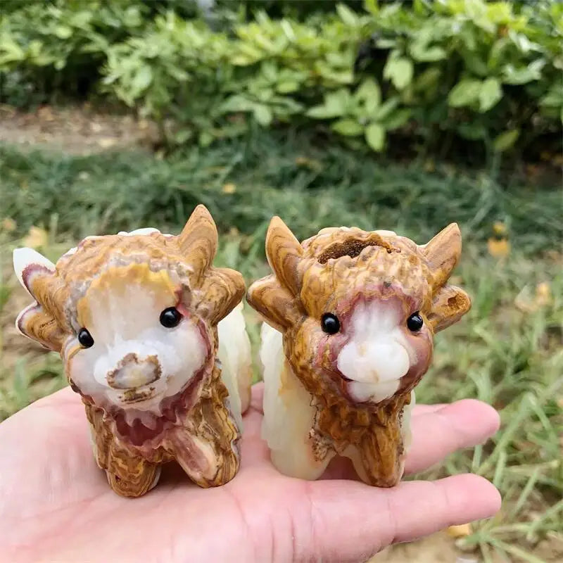 Natural Calcite Highland Yak Carving Handicraft Ornaments Gift Energy Gemstone Home Decoration Gift 1pcs-ToShay.org