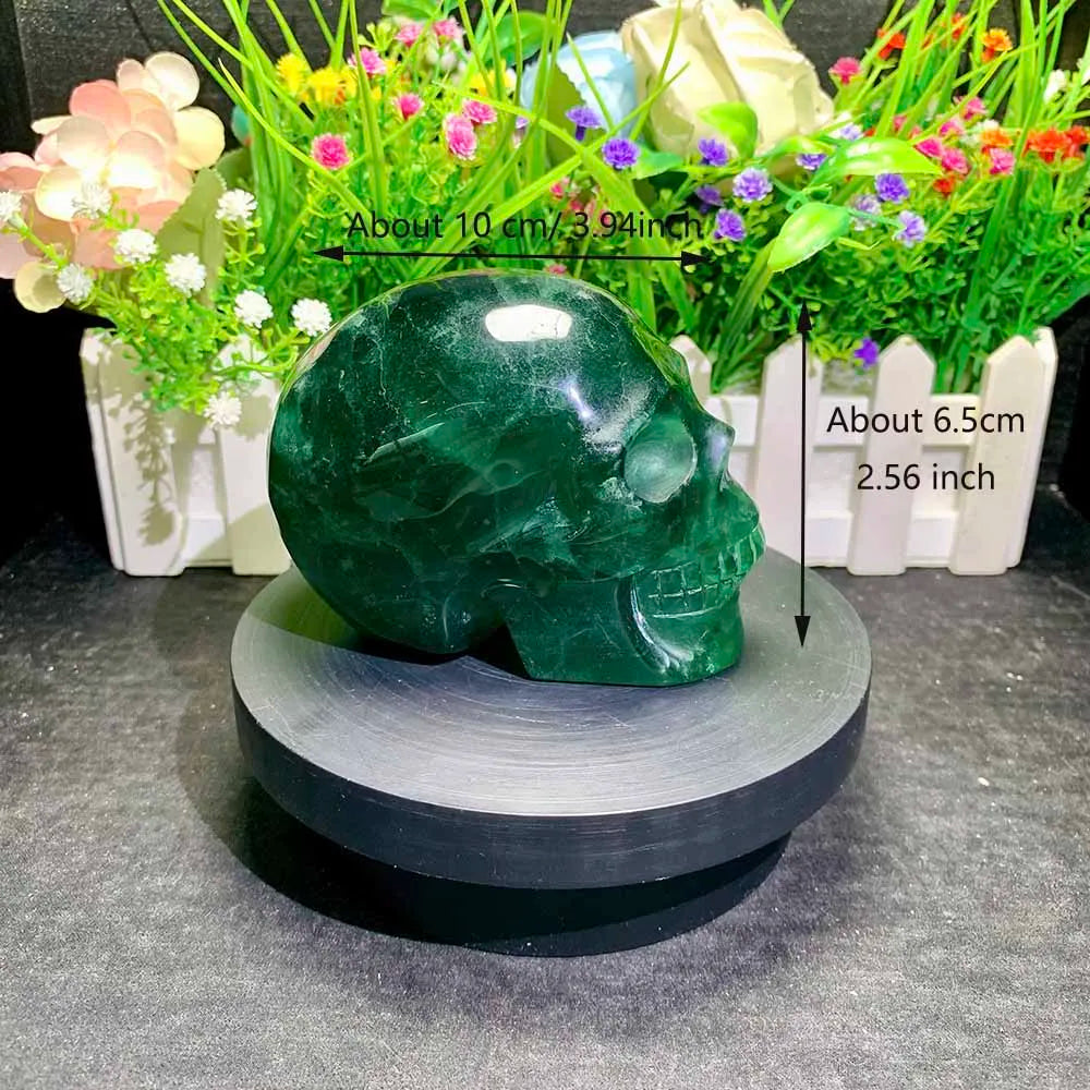 1PC Natural Green Fluorite Skull Energy Divination Crystal Carving Meditation Healing Furniture Decoration Collection Festival-ToShay.org