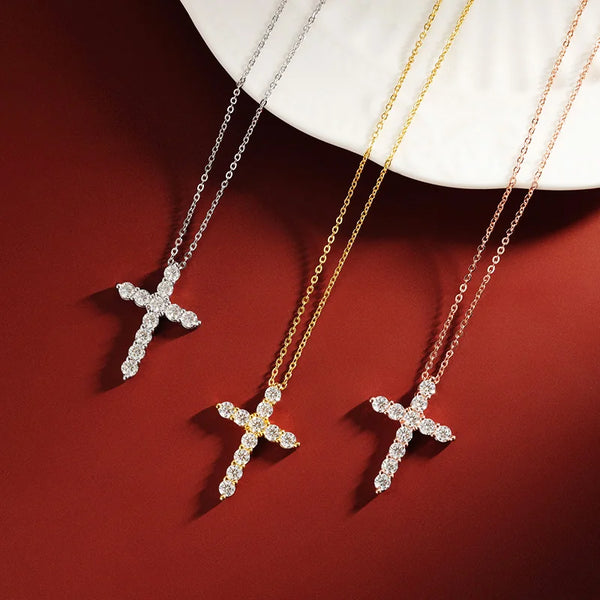 Silver Diamond Cross Pendant-ToShay.org