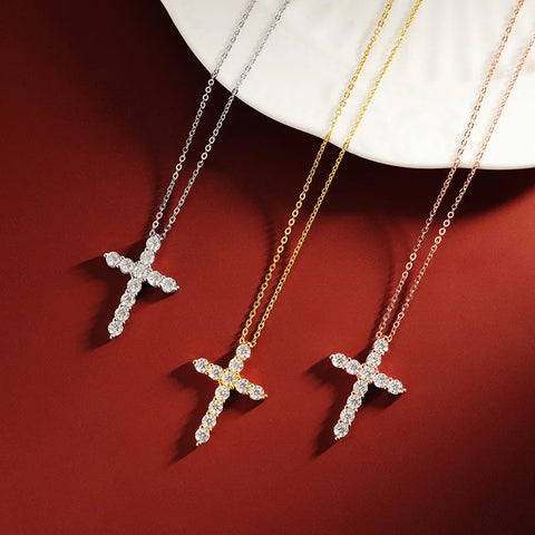 Silver Diamond Cross Pendant-ToShay.org