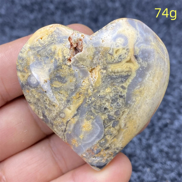 Yellow Crazy Agate Hearts-ToShay.org