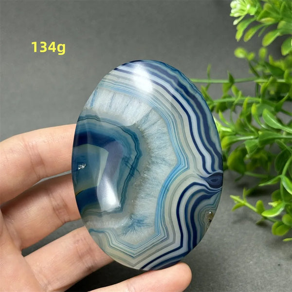 Blue Agate Palm Stone-ToShay.org