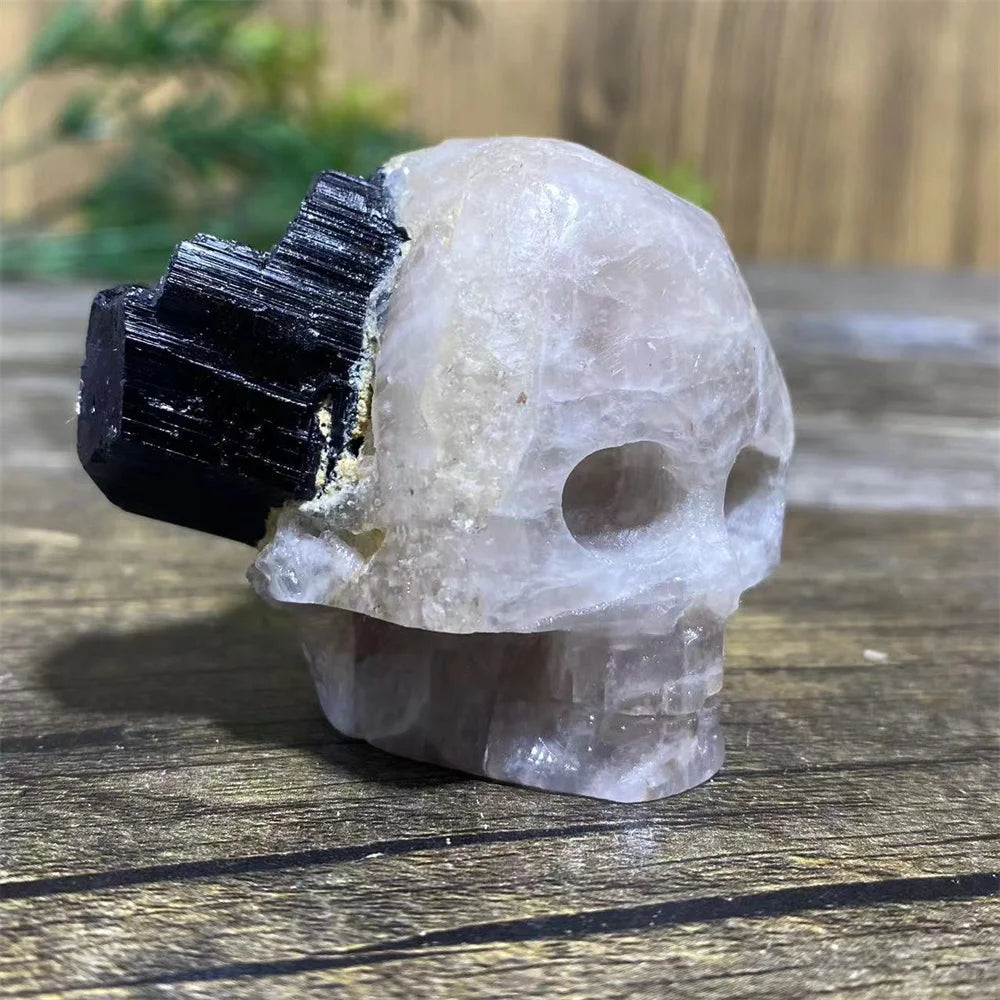 Black Tourmaline Geode Skull-ToShay.org
