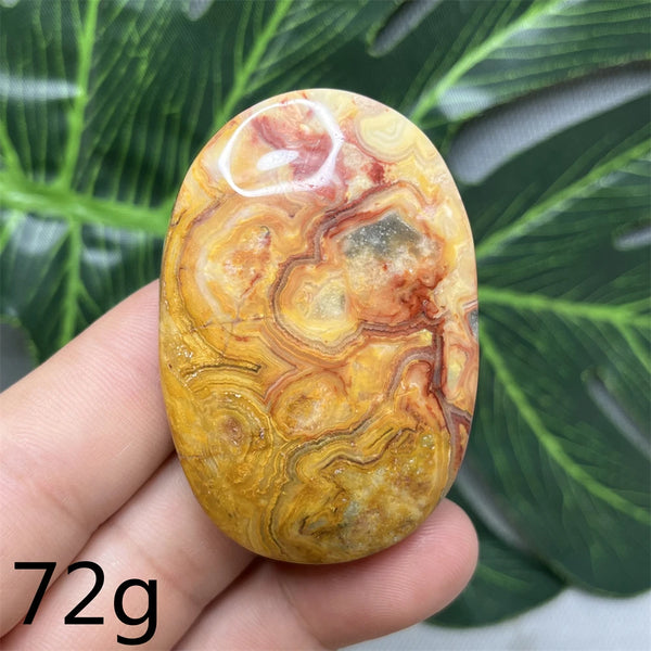 Yellow Crazy Agate Palm Stone-ToShay.org