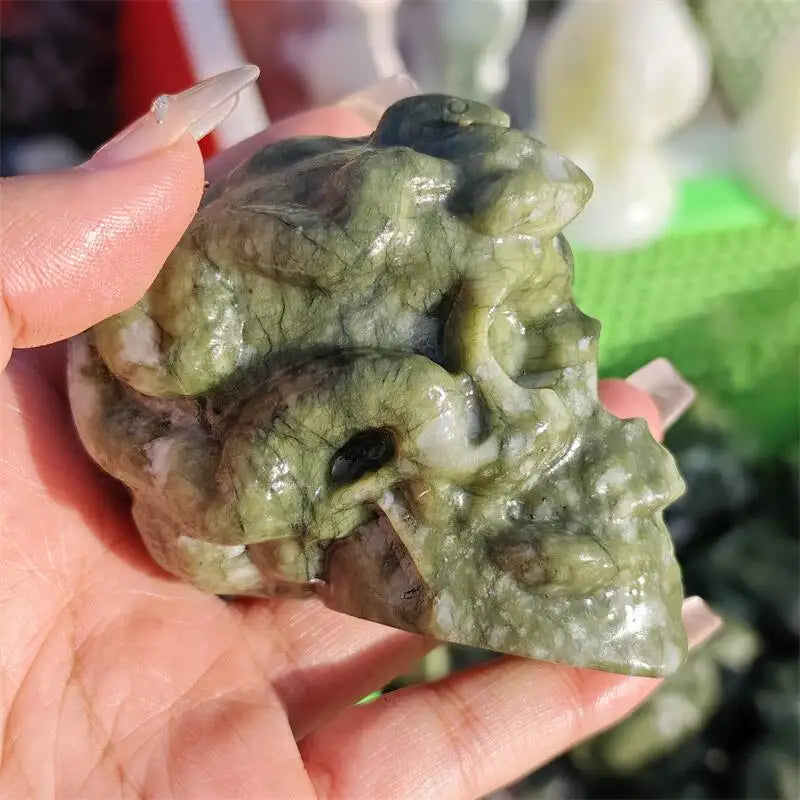 Green Ophiolite Snake Skull-ToShay.org