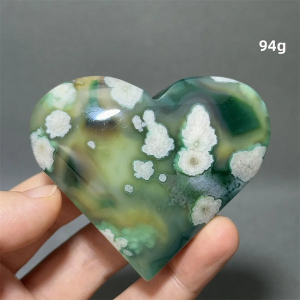 Green Sakura Agate Heart-ToShay.org