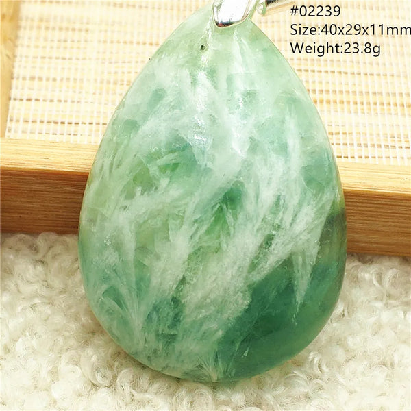 Green Feather Fluorite Pendant-ToShay.org