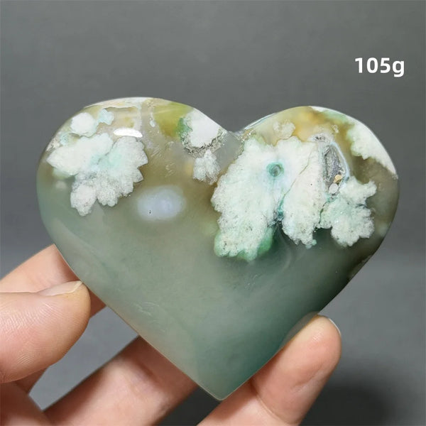 Green Sakura Agate Heart-ToShay.org
