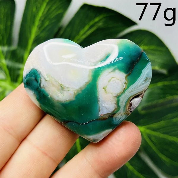 Green Flower Agate Heart-ToShay.org