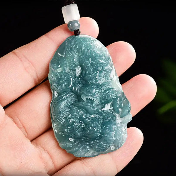 Blue Jadeite Dragon Pendant-ToShay.org