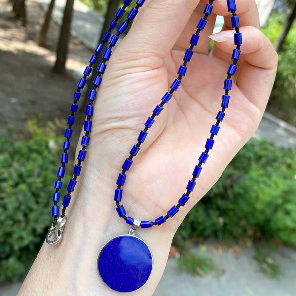 Blue Lapis Lazuli Pendant Necklace-ToShay.org