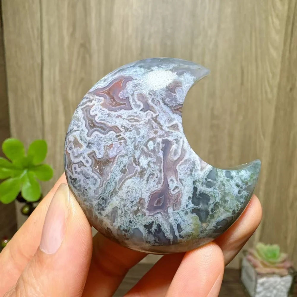 Green Moss Agate Moon-ToShay.org
