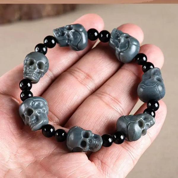 Grey Jade Skull Bracelet-ToShay.org