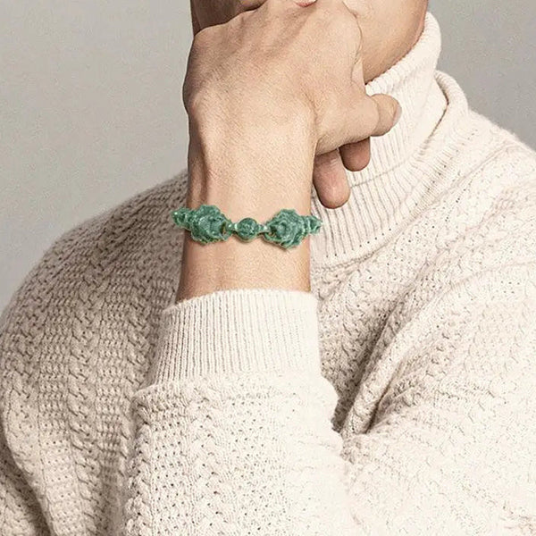 Green Jadeite Dragon Bracelet-ToShay.org