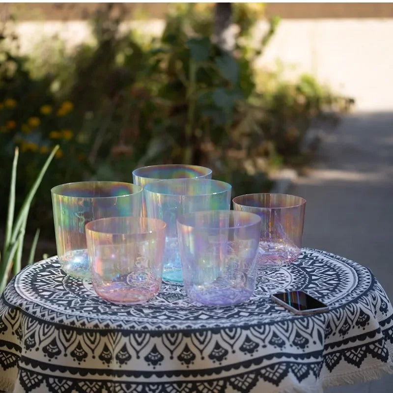 Mixed Rainbow Crystal Singing Bowls-ToShay.org