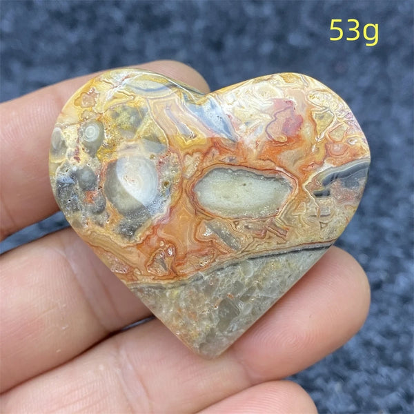 Yellow Crazy Agate Hearts-ToShay.org